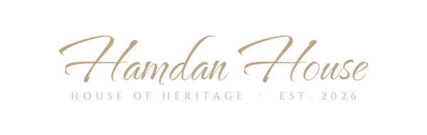 Hamdan House horizontal logo in champagne gold